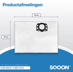 SQOON® Stofzuigerzakken + Filter Servicekit Geschikt voor Kärcher WD2 Plus & WD3 – 10x KFI357 Stofzuigerzakken + 1x Filter KFI 3310 — thumbnail 3