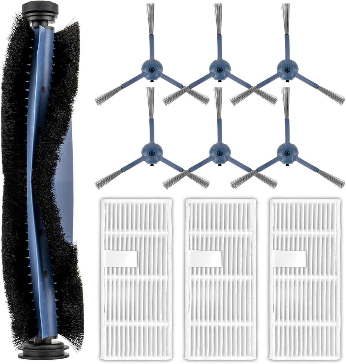 (10 Stuks) C20 Omni vervangende onderdelen Geschikt voor EUFY C20 Omni Robot -vacuüm, 1 rolborstel, 6 zijborstels, 3 HEPA -filters, C20 Omni vacuümafhankelijkheid Accessoires Kit — afbeelding 1