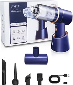 Kruimeldief - Mini kruimeldief - Kruimeldieven - Kruimelzuiger - Handstofzuiger - Incl. oplaadstation - Nat en droog vuil - Incl. 5 opzetstukken - Air duster - Autostofzuiger - Draadloze stofzuiger - 8000PA - Hepa filter – Blauw — thumbnail 1