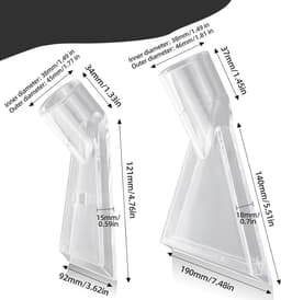 2 Extractie Mondstukken voor Stofzuiger - Bekledingszuigmond voor Nat-/Droogzuigers - 38mm Aansluiting - Voor het Reinigen van Bank, Tapijt, Autostoelen & Matras - Transparant — thumbnail 4