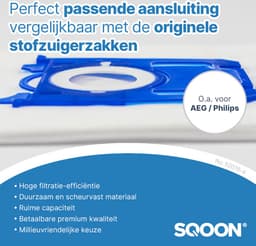 SQOON® Stofzuigerzakken - Geschikt voor AEG (VX8.2 Silence, VX7, VX6, GR201S, GR201M), Philips (3000 Series, Power Go, Performer) en Electrolux (Standard Bag, XXL130, Ergospace) - Hoogwaardige Kwaliteit! - 20 stuks — thumbnail 3