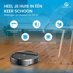 CleanWise Henk Robotstofzuiger + 4 filters – Nederlands Product – Voor Huisdieren – Met Dweilfunctie & Laadstation – Dweilrobot – 4500 Pa – HEPA 14 – Ultra dun 7,4 cm – App & Spraakbediening – Voor Huisdierharen, Harde Vloeren & Tapijt — thumbnail 2
