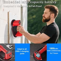 Vacuümlifter Set - Zuignap Lifter - Zware Lasten Tillen - LCD Live Check - 260kg Draagkracht - Zwart — thumbnail 5