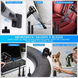 Draadloze Handstofzuiger - Zwart - Mini Stofzuiger met 20000Pa Zuigkracht - Voor Auto, Huis en Keuken — thumbnail 2