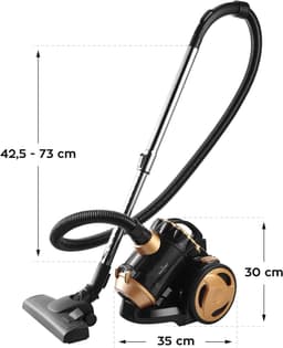 Swiss Haus® BVC2120 Stofzuiger Zonder Zak – Cycloon Stofzuiger met Krachtige Zuigkracht – 2L Stofreservoir – Telescopische Buis – Compact & Lichtgewicht - Zwart/Goud — thumbnail 3