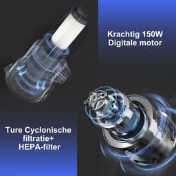 Draadloze Stofzuiger 3-in-1 – Hand- & Steelstofzuiger 150W | Lichtgewicht & Oplaadbaar | Voor Vloeren, Tapijten & Dierenharen — thumbnail 3