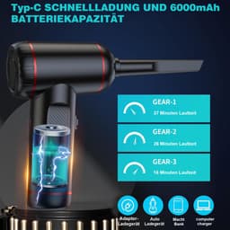 REDOM Stofzuiger 6300 Pa – Draadloze Handstofzuiger met Krachtige Zuigkracht – 3 Snelheden & LED-Verlichting – Auto, Huis & Kantoor – 68 W – Zwart/Rood — thumbnail 4