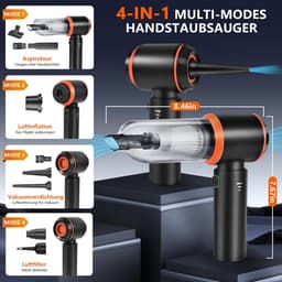 Draagbare Stofzuiger - Mini Stofzuiger - Auto Interieur Reinigen - 4-in-1 Multifunctioneel - 30 Min Werktijd - Zwart — thumbnail 5