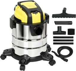 Roossentials stofzuiger nat en droog - 3 in 1 stofzuiger - Alleszuiger - 1200 W - Met blaasfunctie en 2 m slang - RVS - 20 L - Geel/Zwart — thumbnail 1