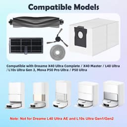 Dailygoods- Robotstofzuiger Accessoires Premium Kwaliteit - 1 Hoofdborstel - 4 Zijborstels - 2 Filters - 4 Dweildoeken - 6 Stofzakken - Compatibel met Dreame L10s Ultra Gen 3/X40 Ultra - Robotstofzuiger Onderdelen — thumbnail 3