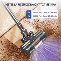 Hiazurm Steelstofzuiger Draadloos - 55000 Pa - LED-display - 55 min Gebruikstijd - 1,8L - 8-in-1 - 4 HEPA-filters - voor tapijt & harde vloeren - Zilver — thumbnail 3