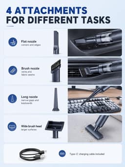 Mini handstofzuiger auto draadloos 5000 Pa 90W zwart, USB-C oplaadbaar draagbare vacuümreiniger voor auto, thuis en kantoor voor meerdere toepassingsscènes — thumbnail 1