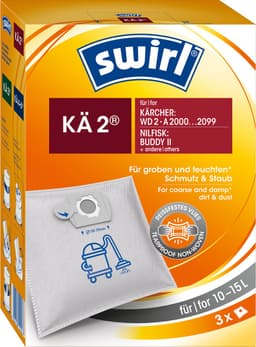 Swirl KÄ2 stofzuigerzakken geschikt voor Karcher en Nilfisk - 3 stuks - voor series WD2 - MV2 - Buddy II — thumbnail 1