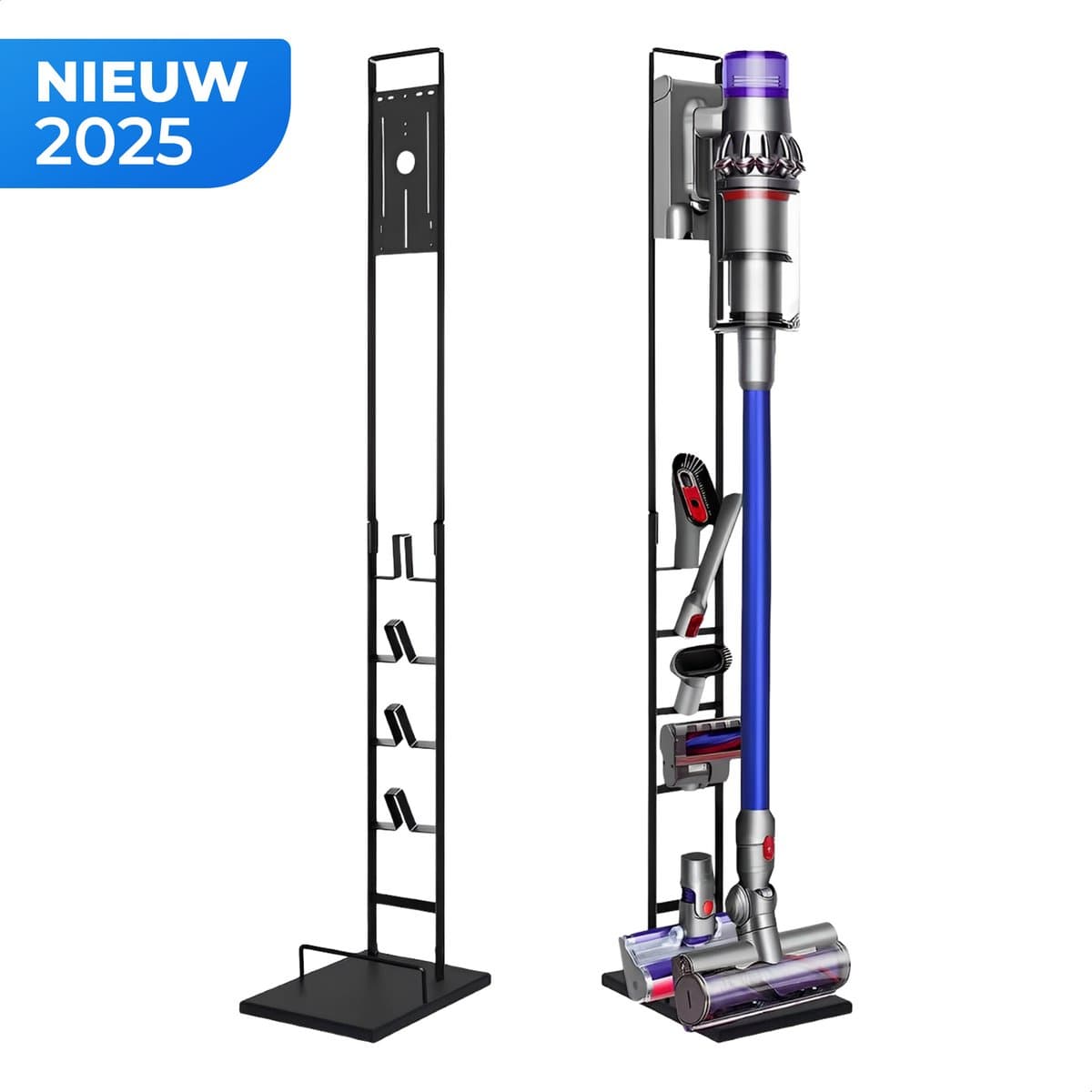Standaard & Oplaadhouder voor Draadloze Stofzuigers – Compatibel met V15, V11, V12, V10, V8, V7, V6, 5GEN – Met Accessoirehouders, Stabiele Stalen Constructie – Zwart — afbeelding 1