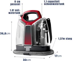 TIM® Tapijtreiniger machine - Tapijtreiniger - Tapijtreiniger apparaat - Zwart/Rood - 3cm x 25cm x 17cm — thumbnail 3