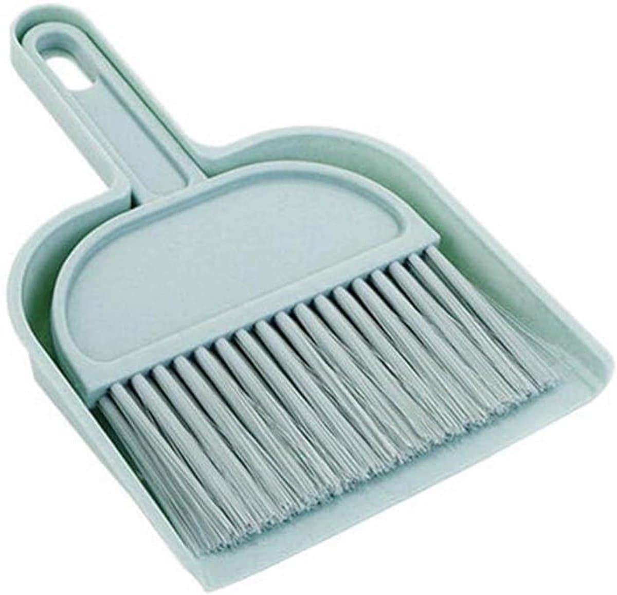 Mini Bezem en Stofpan Set - Kleine Stoffer Blik - Bureau Reinigen - Ruimtebesparend Ontwerp - 20 x 14 cm — afbeelding 1