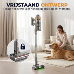Cleanova Steelstofzuiger draadloos - 45000PA - 500W - 60 minuten - Display - kruimeldief - zonder zak - Groen verlichting - muurbevestiging — thumbnail 4