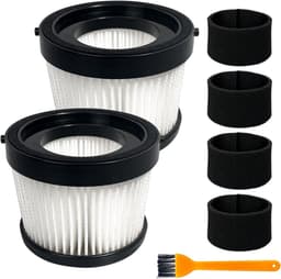 Twee sets vervangende HEPA-filtersGeschikt voor DCV501HB en DCV5011H. Filters voor draadloze handstofzuigers, inclusief 4 schuimrubberen filterhoezen en 1 borstel. — thumbnail 1