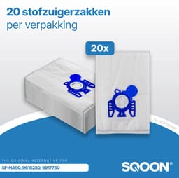 SQOON® 20x Stofzuigerzakken + 1x HEPA Filter + 5 Geursticks – Geschikt voor Miele Complete C1, C2, C3, Compact C1/C2 en S4 – Vervangt SF-HA50, 9917730 — thumbnail 3