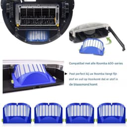 Accessoires voor veegmachines - Filter en borstel set - geschikt voor iRobot Roomba 600 series 605 615 616 620 621 630 635 650 652 660 665 671 680 690 691 695 — thumbnail 4