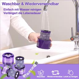 Vervangende Filter Geschikt voor Dyson V12 Detect Slim Absolute/Total Clean/Extra/Fluffy – HEPA Vervangfilter Filter Accessoire – Herbruikbaar # 971517-01 — thumbnail 2