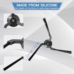 PromoHome 6-delige set zijborstels voor robotstofzuigers - Zachte siliconen borstels met reinigingshulp — thumbnail 3