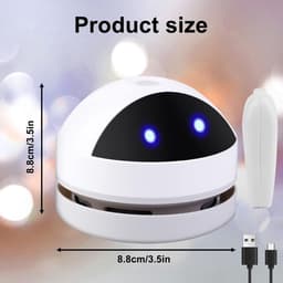 Tafelstofzuiger USB Oplaadbare Tafelstofzuiger Draagbare Draadloze Mini Stofzuiger met Hoge Zuigkracht en 120 Minuten Gebruikstijd voor Bureau, Kantoor, Auto, School — thumbnail 4