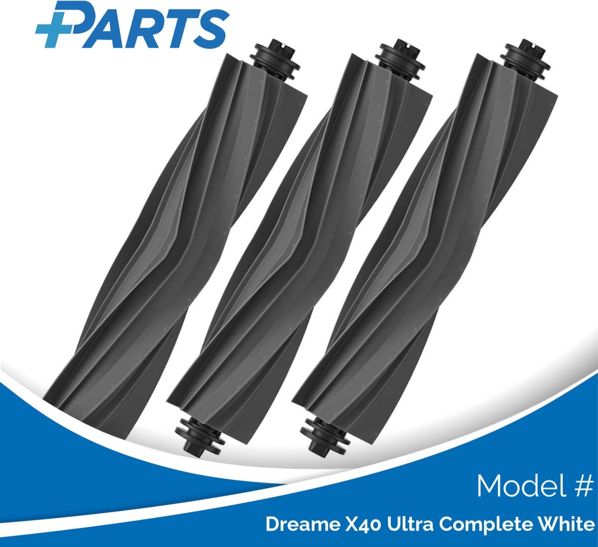 Dreame X40 Ultra Complete White Borstels (3 Stuks, Plus.Parts® alternatief voor RMSRB0) — afbeelding 1