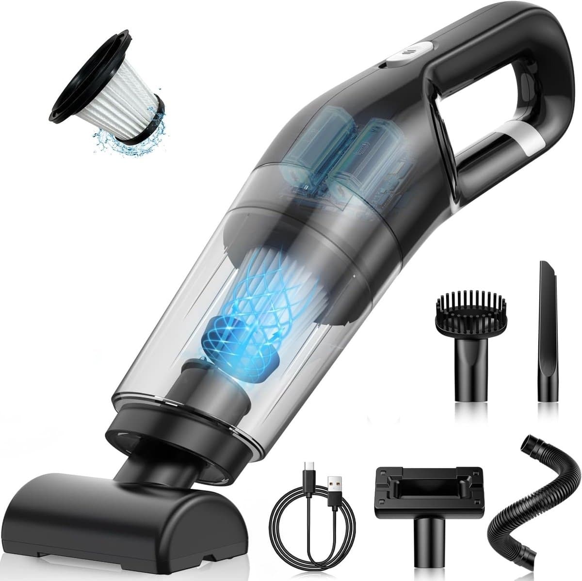 Draadloze Handstofzuiger 10000 Pa - Multifunctioneel nat & droog, Lichtgewicht voor auto, Met 3 HEPA-filters en oplaadbare batterij — afbeelding 1