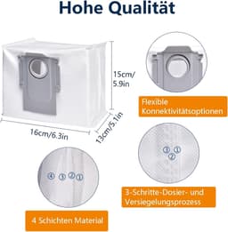 Roborock stofzuigerzakken Geschikt voor Roborock S8, S8+, S8 Pro Ultra, S7 MaxV Ultra, S7 Pro Ultra, Q7+, Q7 Max+, 14 stuks — thumbnail 5