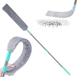 Microfiber Stofwisser - Lange Steel - Onder Meubels Reinigen - Buigbare Kop - Uittrekbaar - Grijs — thumbnail 1