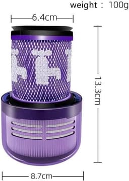 2 stuks Wasbare filters - compatibel met Dyson V12 Slim Detect Absolute draadloze stofzuiger - HEPA-filter vervangingsonderdelen — thumbnail 5