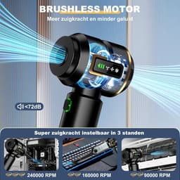 Draagbare Stofzuiger - Mini Stofzuiger - Auto en Huis - 4-in-1 Functies - 28000 PA - Zwart — thumbnail 4