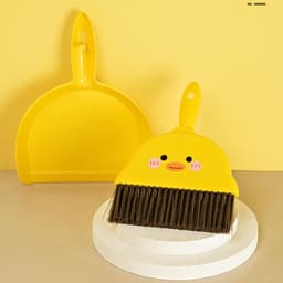 Draagbare Bezem Set - Mini Stoffer en Blik - Bureau Schoonmaken - Compact Lichtgewicht - 12 cm - Wit — thumbnail 2
