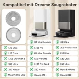 Zes microvezel reinigingsdoekjesvoor voor de robotstofzuigers Dreame L10s Ultra Gen 3/Gen 2/L10s Pro Ultra Heat/X40/X50 Ultra Complete, Mova E30 Ultra/Mova P50 Pro Ultra, L10s/L40/X30 Ultra en Xiaomi X10+/X20+. — thumbnail 2