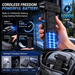 Electric Air Duster - Blauw - 150.000 omwentelingen per minuut - 2-in-1 Handstofblazer en Stofzuiger - Voor Computer en Auto — thumbnail 3