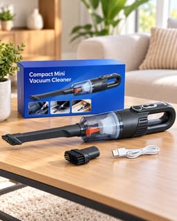 Draadloze Handstofzuiger voor Auto & Huis – Oplaadbare Mini Kruimeldief met USB-C – Compacte Autostofzuiger met HEPA-Filter, Kierenhulpstuk & Borstelopzetstuk – Voor Auto, Keuken & Woonkamer — thumbnail 5