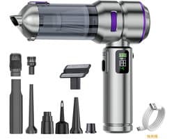 4‑in‑1 draadloze accu‑handstofzuiger, 32000PA sterke autostofzuiger met lcd‑scherm, borstelloze motor, 3 versnellingen, 300000 omw/min, mini stofzuiger voor auto en kantoor（Zilverachtig paars）