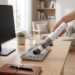 Draadloze Handstofzuiger - Draagbare Kruimeldief - Auto en Huis Reinigen - Dubbele Functie Blazer - 21.5 cm - Wit — thumbnail 2