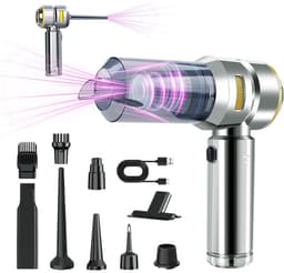 Mini Auto Stofzuiger,22000PA 4-in-1 snoerloze handheld stofzuiger met Brushless Motor Built-in 6000mAh batterij Type C Air Duster & Air Blower & pomp voor auto, kantoor — thumbnail 1