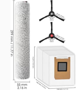 14 stuks - reserveonderdelen - geschikt voor Eufy Omni E25 - Eufy Omni E28 robotstofzuigers - met 2 rolmops - 4 zijborstels - 4 HEPA filter - 4 stofzakken - accessoireset — thumbnail 2
