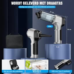 Sander Shop Mini stofzuiger Handstofzuiger, accu, 4-in-1, sterke autostofzuiger, 15000 Pa, 3 versnellingen, 80.000 omw/min, handstofzuiger, draadloos, elektrische stofventilator, perslucht voor auto, keuken, pc, bank — thumbnail 2