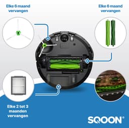 SQOON® Onderdelen Geschikt Voor Irobot - Geschikt voor iRobot Roomba - i7 i7+ i1 i1+ i3 i3+ i4 i4+ i5 i5+ i6 i6+ i8 i8+ e5 e6 e7 (niet j7 , j7+) - 2 X Roller, 5 X Hepa Filter, 5X Zijborstel — thumbnail 5