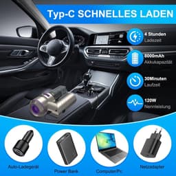 Handstofzuiger 4-in-1 - Mini Stofzuiger - Auto Reinigen - Borstelloze Motor - 18000 Pa - Zwart — thumbnail 4