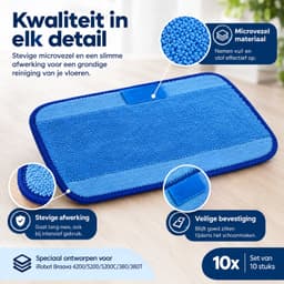 BukkitBow - Vervangende Dweilpads - Microvezel Dweildoeken Robotstofzuiger - Geschikt voor iRobot Braava 4200/5200/5200C/380/380T - 10 Stuks — thumbnail 5