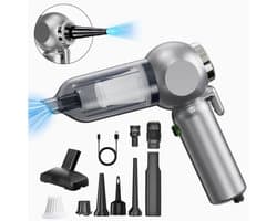 6‑in‑1 draadloze oplaadbare handstofzuiger 22000Pa, 7800 mAh accu, met glasbreker en veiligheidsgordelsnijder, multifunctionele autostofzuiger voor auto, kantoor en thuis [Energieklasse A++]