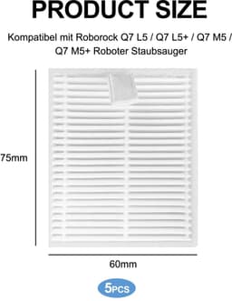 Dailygoods- HEPA-filter 5 stuks - Vervangende Filteraccessoires - Geschikt voor Roborock Q7 M5/Q7 L5 - Herbruikbaar/Washable - Filtert 99,98% van de Deeltjes - Stofzuigerfilter — thumbnail 5