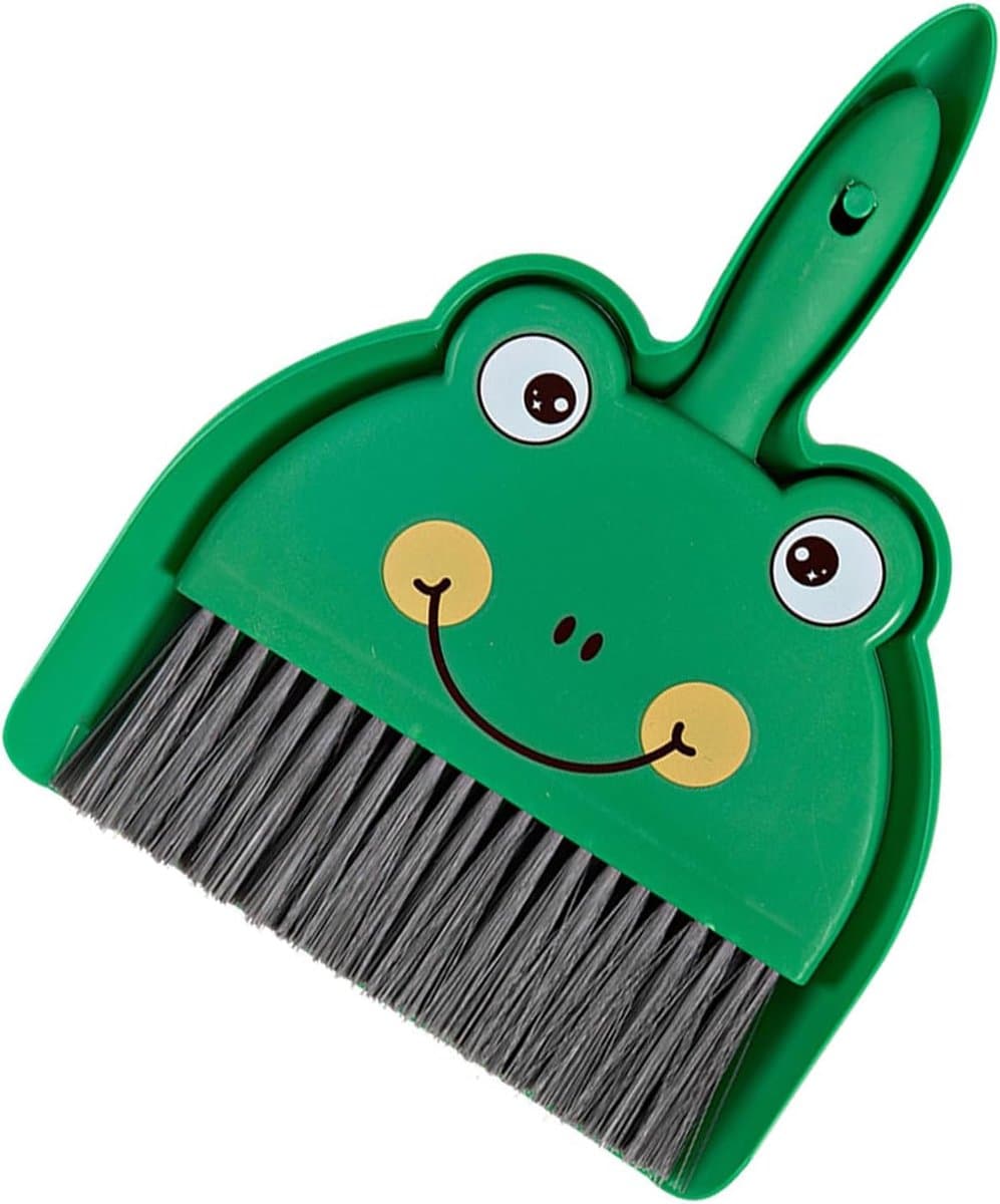 Minibezem Stoffer Set - Handreiniging Combinatie - Bureau Schoonmaken - Compact Clip Systeem - 25 cm - Groen — afbeelding 1