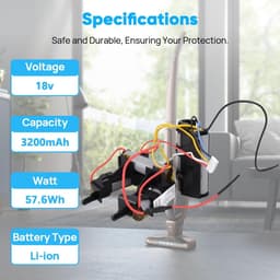 18V Batterij - Accu Vervanging - Stofzuigen - Hoge Capaciteit - 3200mAh - Zwart — thumbnail 4