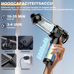 Handstofzuiger accu - Draagbare reiniger - Auto en huis - 4-in-1 functies - 28000 PA - Zwart — thumbnail 3